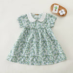 Green Floral Basic Dress For Baby girl Image