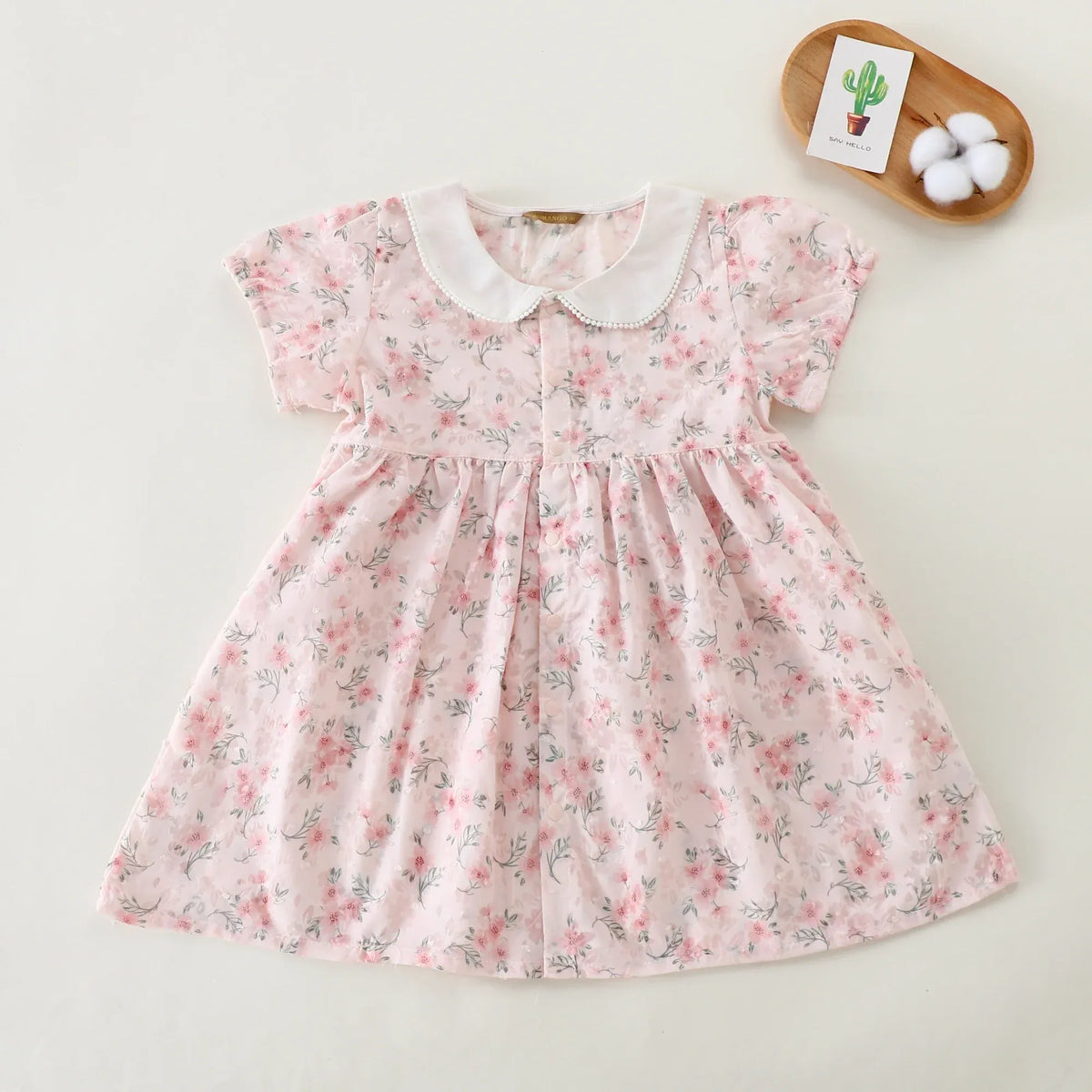 Pink Floral Basic Dress For Baby girl Image