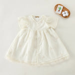 Light Beige Floral Basic Dress For Baby girl Image