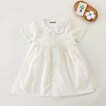 Off White Floral Basic Dress For Baby girl Image