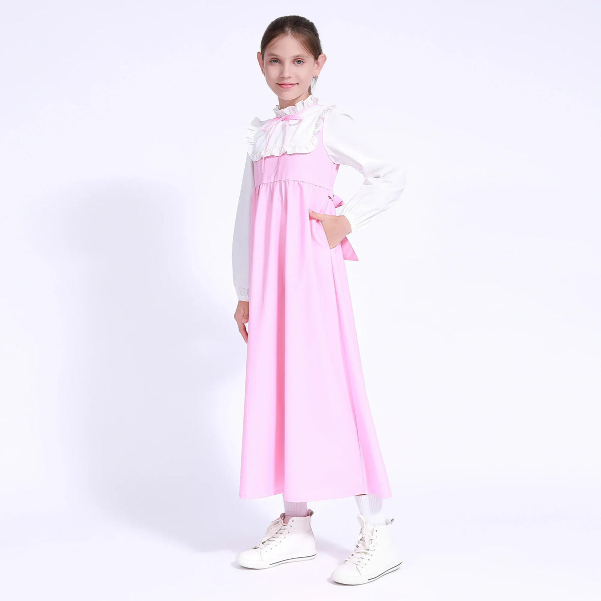 Color-Blocked Uniform Dress for Girls Image