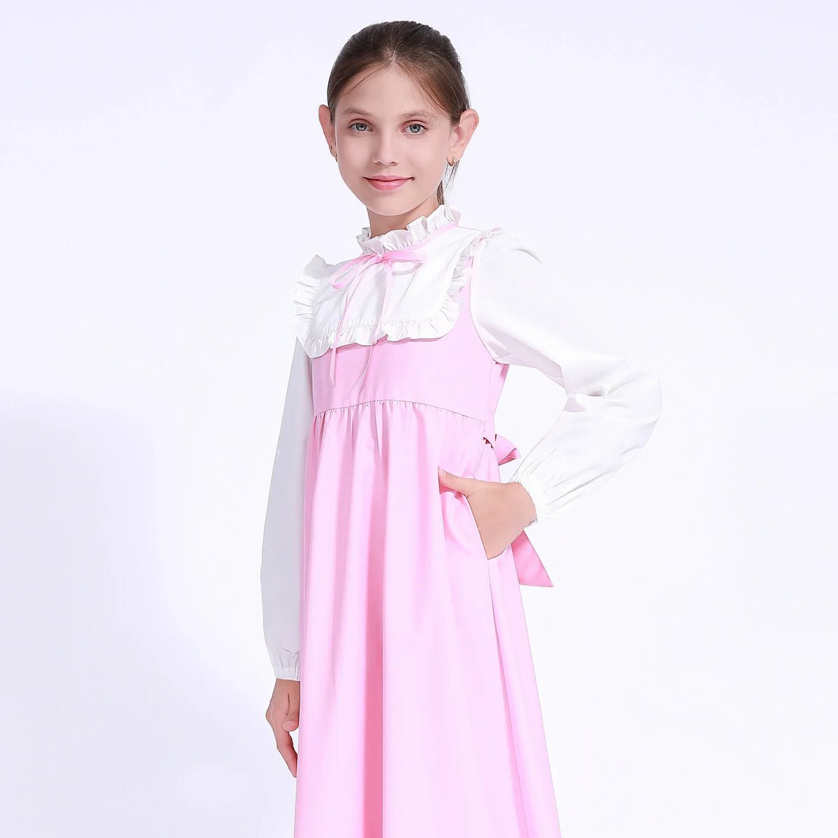 Color-Blocked Uniform Dress for Girls Image