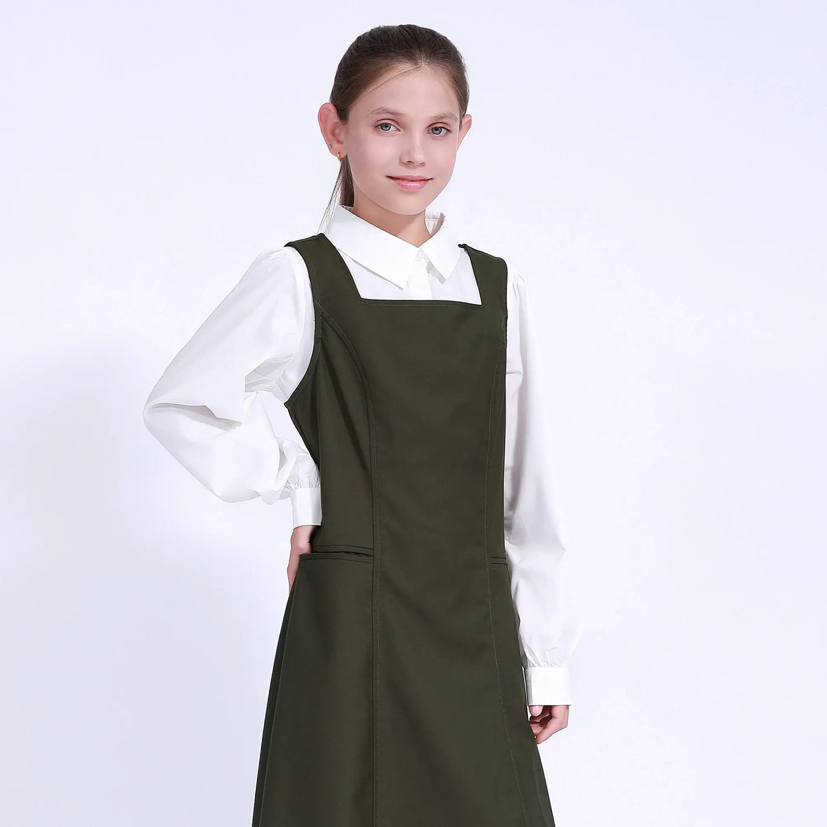 Embroidery Uniform Dress for Girls Image