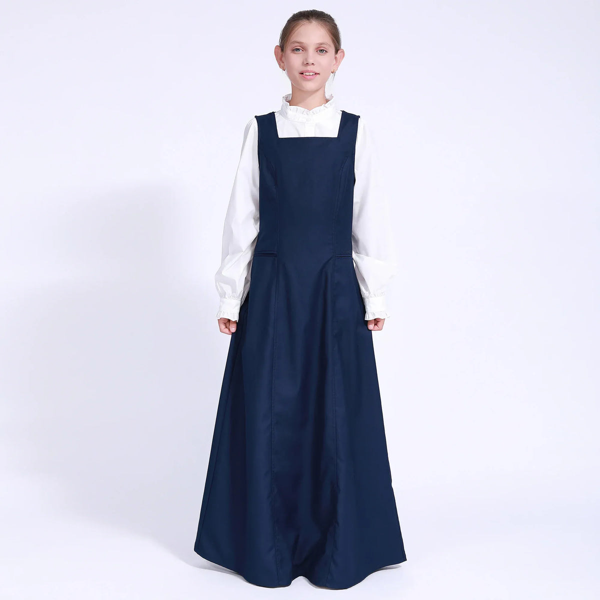 Navy Embroidery Uniform Dress for Girls Image