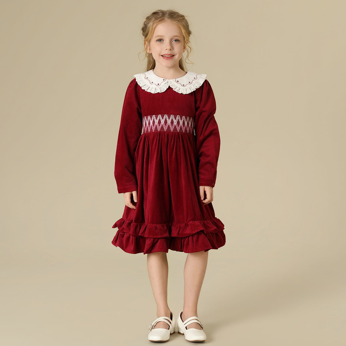 Embroidery+Quilting Dress For Girls