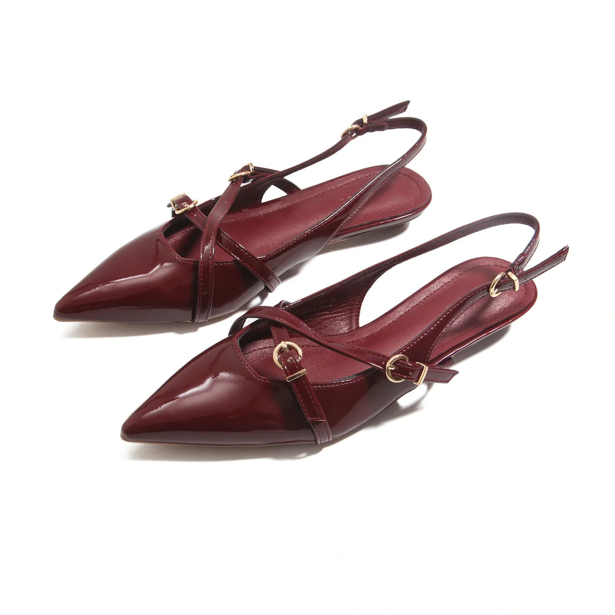 Maroon Elegant Flat Shoes for Women Image