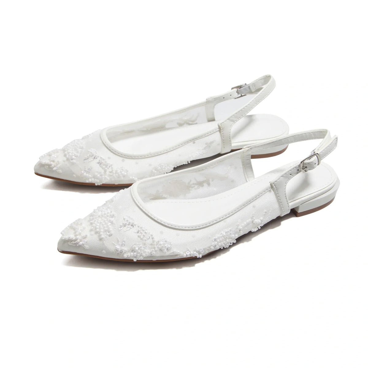 White Elegant Flat Shoes for Women Image