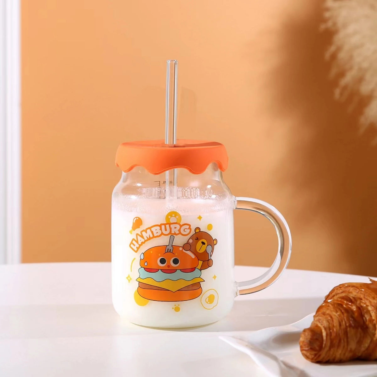 600ml Orange Glass Cup Image