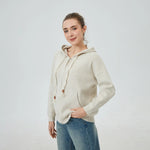 Light Grey Solid Hoodie for Women Image