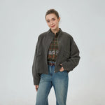 Dark Grey Plain Jacket for Women Image