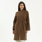 Coffee Elegant Plain Jacket for Women Image