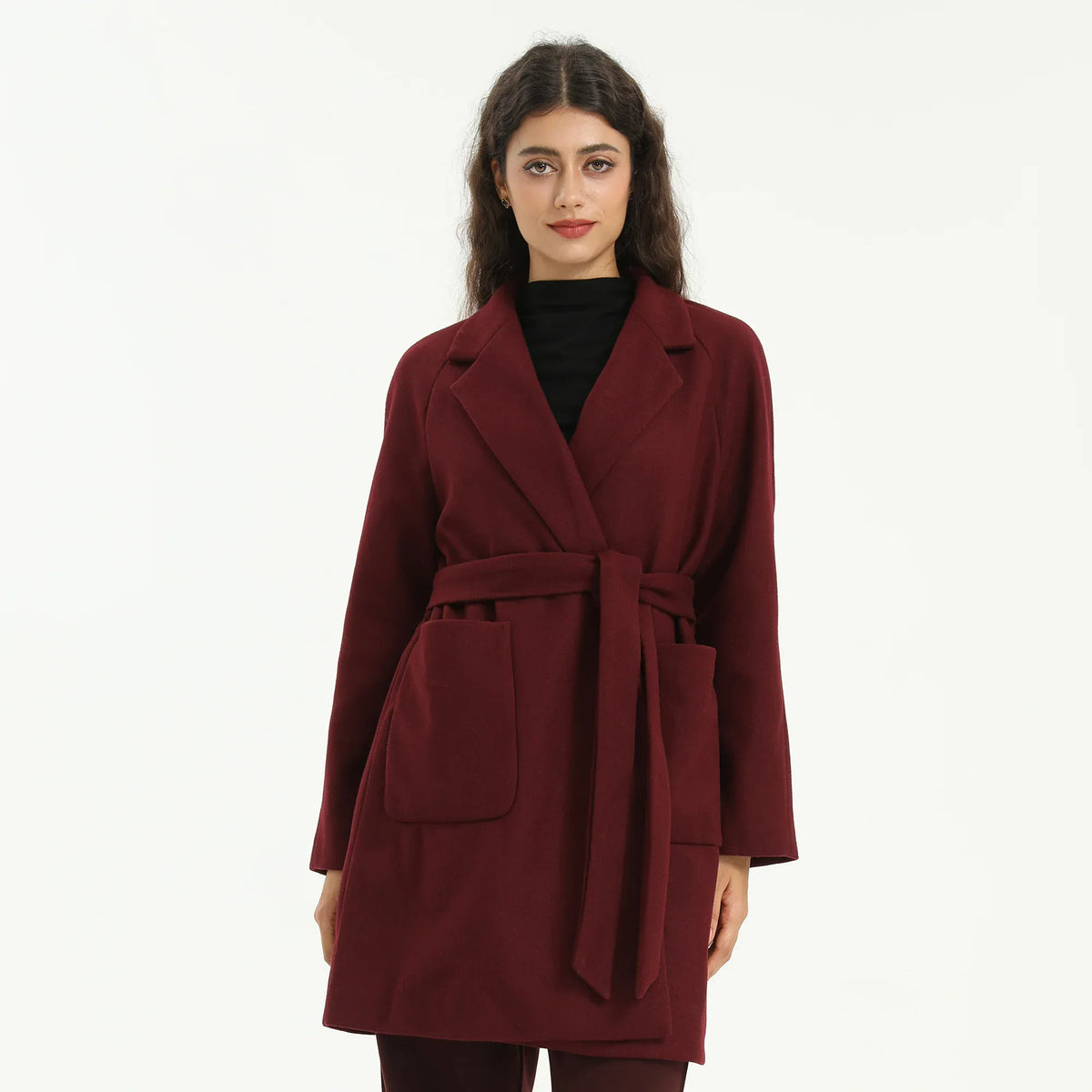 Maroon Elegant Plain Jacket for Women Image