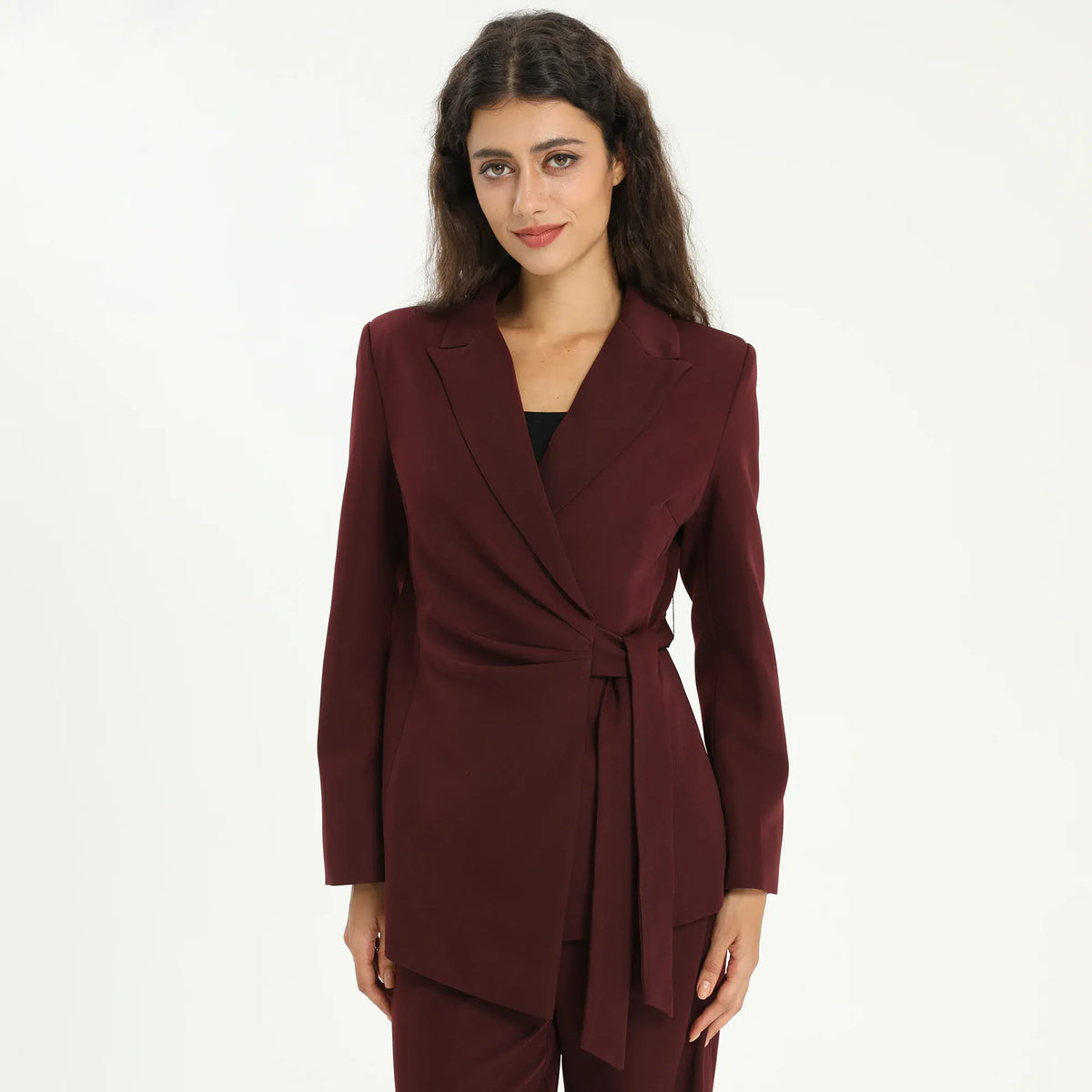 Maroon Elegant Plain Jacket for Women Image