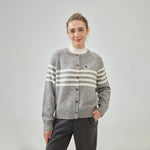 Light Grey Embroidery Loose Raglan Sleeve cardigan with Circular for Women Image