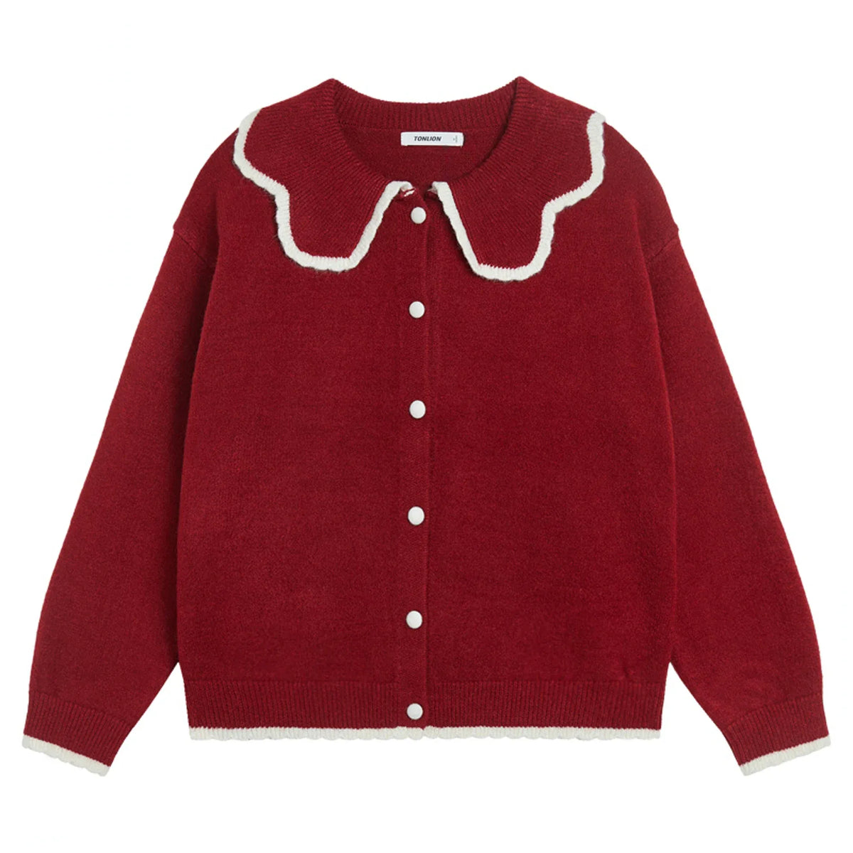 Embroidery Loose Drop-Shoulder cardigan with Collar for Women Image