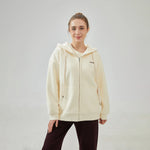 Off White Embroidery Loose Drop-Shoulder Hoodie for Women Image