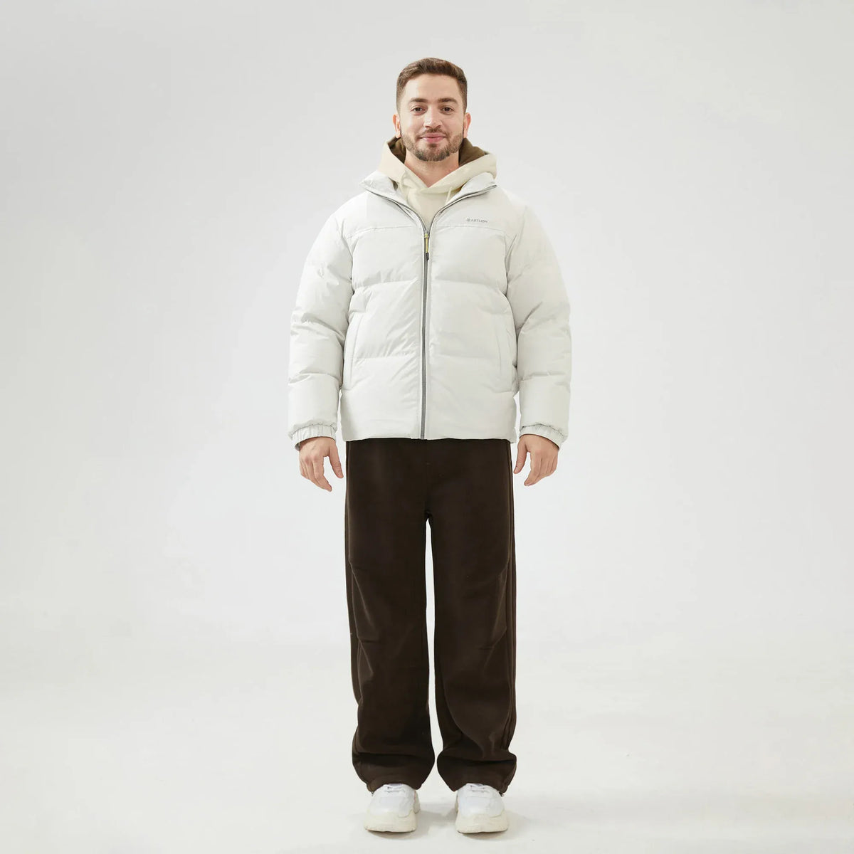 Printed Loose Sleeve Jacket with Stand Collar for Men Image