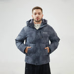 Black Tie-Dye Loose Sleeve Jacket with With Hood for Men Image