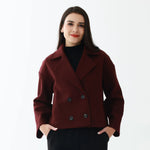 Wine Red Elegant Plain Jacket for Women Image