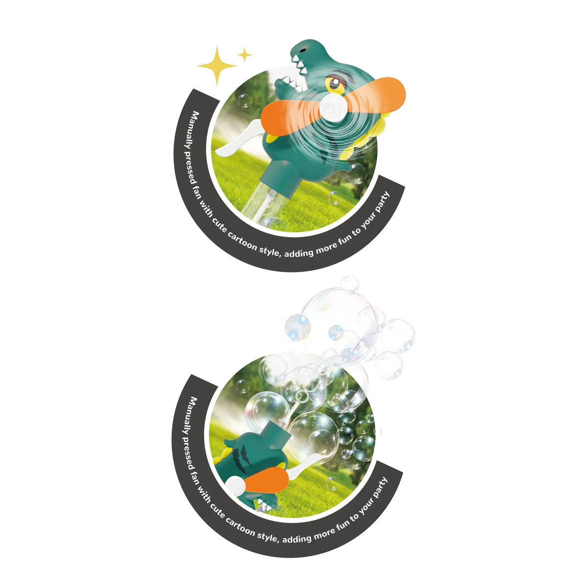 Large Dinosaur Bubble Hand Pressure Fan Image