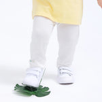 White Floral Street Look Leggings for Baby Girl Image