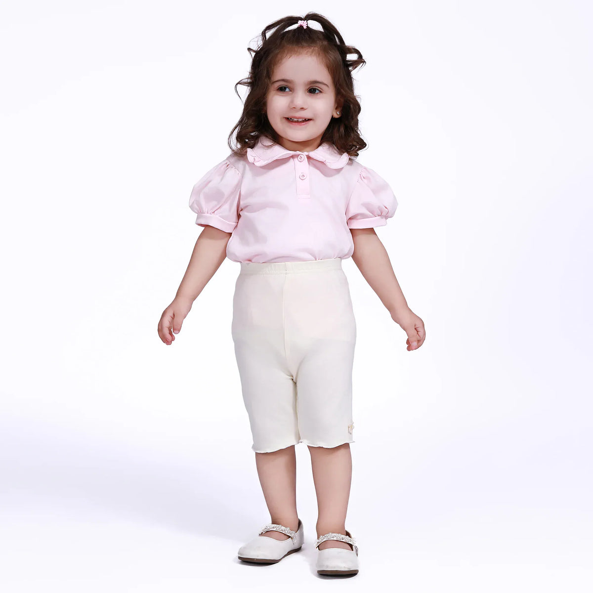 Beige Basic Leggings For Baby Girl Image