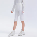 White Plain Uniform Leggings for Girls Image