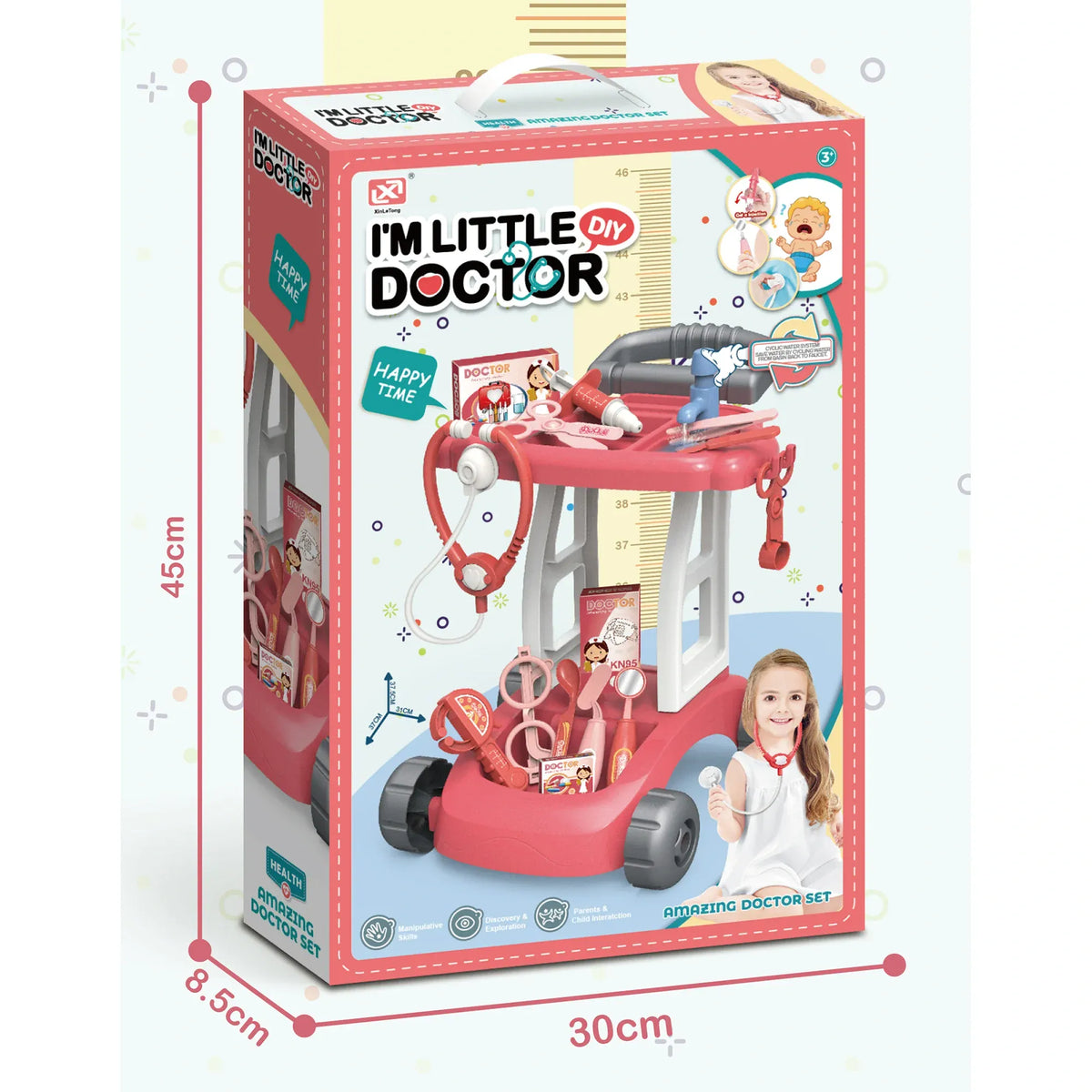 3Y Pink Medical Tool Cart for Girls Image