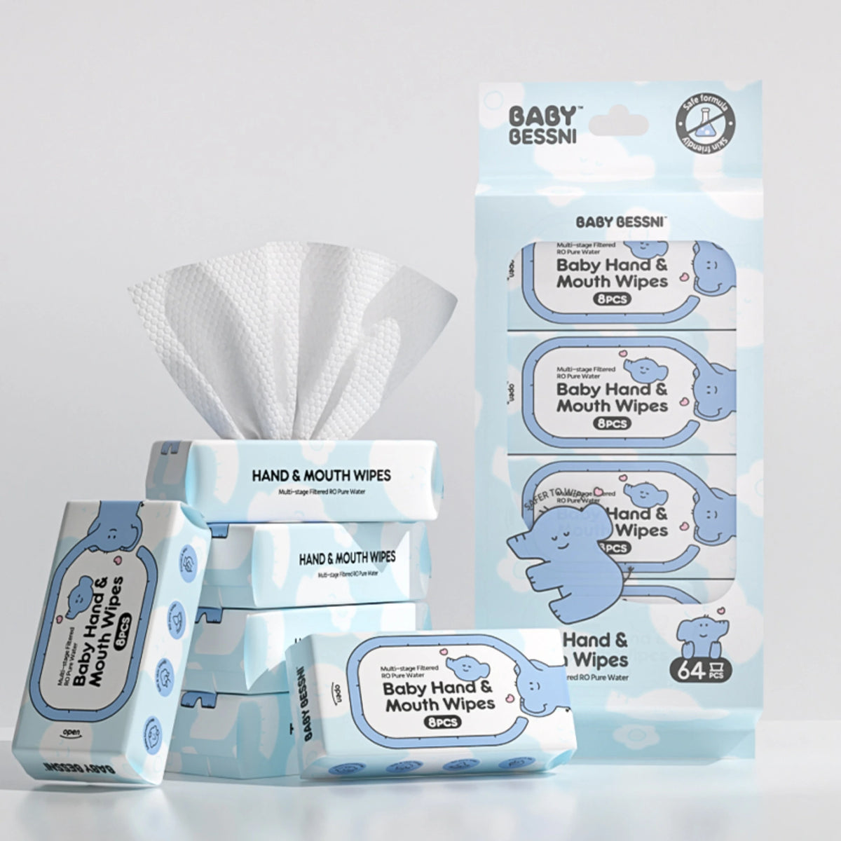 Mini Hand & Mouth Wet Wipes 64 pieces