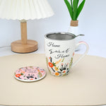 330Ml Pink 2 Mug With Flower and Strips Design Image