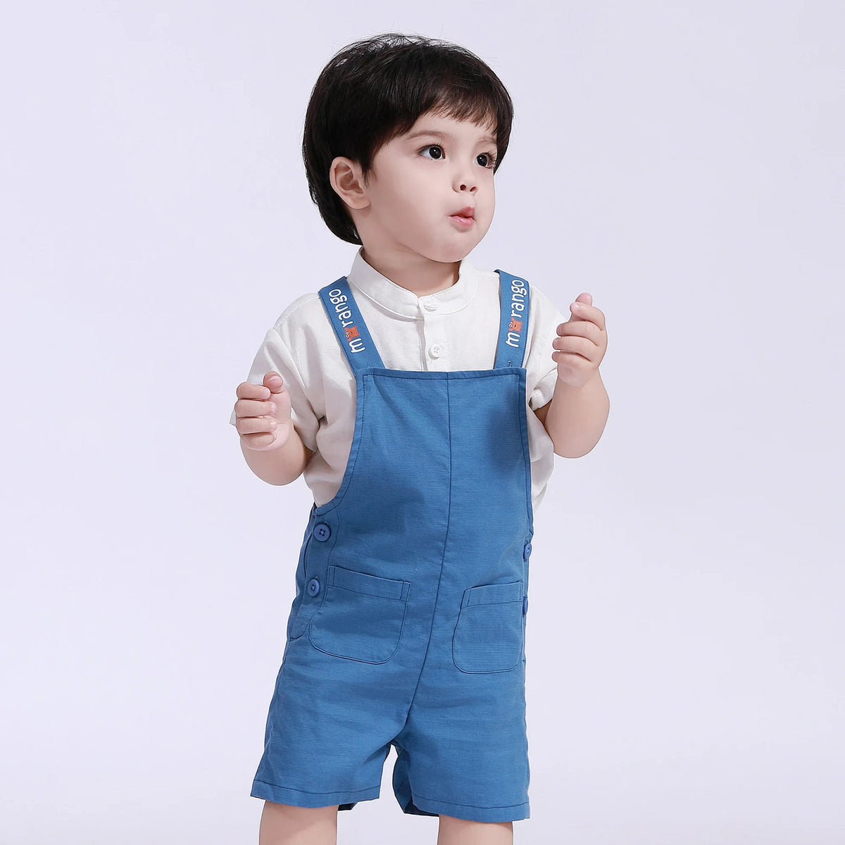 Blue Printed Overalls for Baby Boy Image