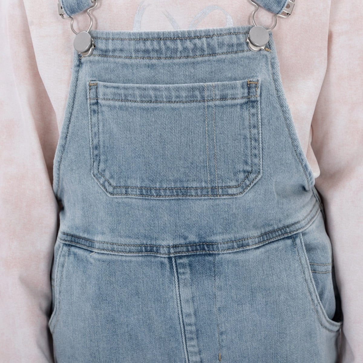 Casual Washed Jeans Overalls for Girls Image