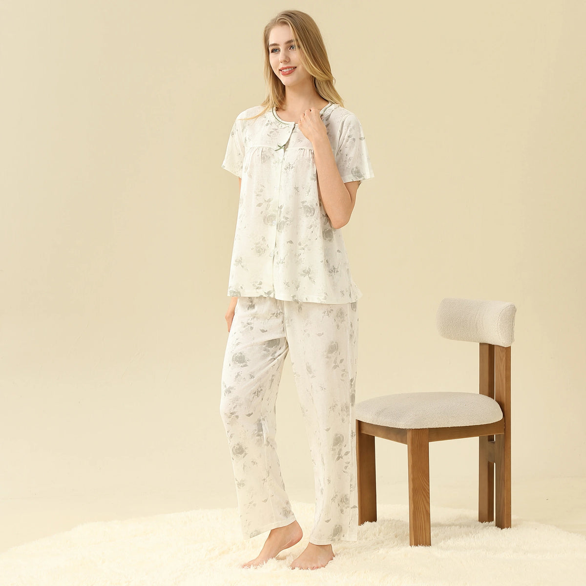 Floral Pajama Set 2Pc For Women