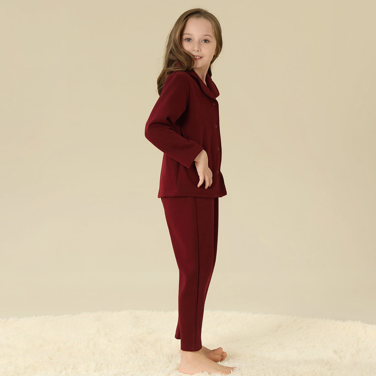 Shirt:Plain,Pants:Plain Pajama Set-2Pc For Girls