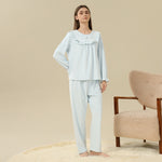 Jacket:Embroidery,Pants:Printed Pajama Set-2Pc For Women