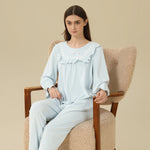 Jacket:Embroidery,Pants:Printed Pajama Set-2Pc For Women