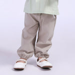 Gray Beige Embroidery Pants for Baby Girl Image