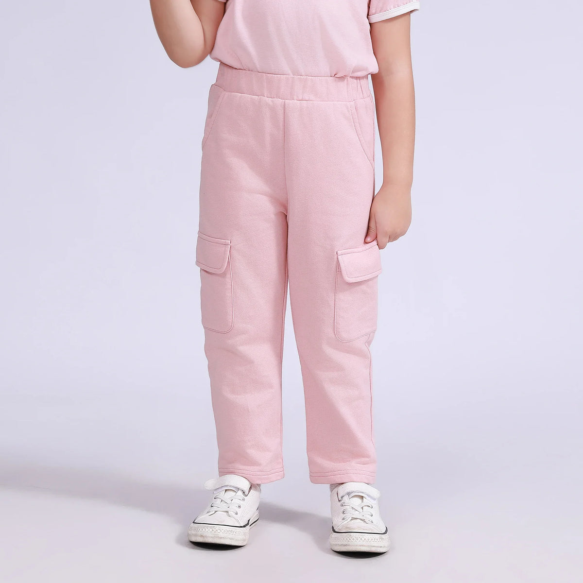Pink Plain Pants for Girls Image
