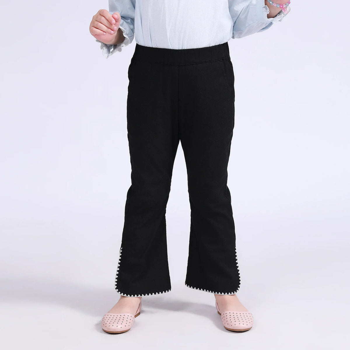 Black Embroidery Pants for Girls Image