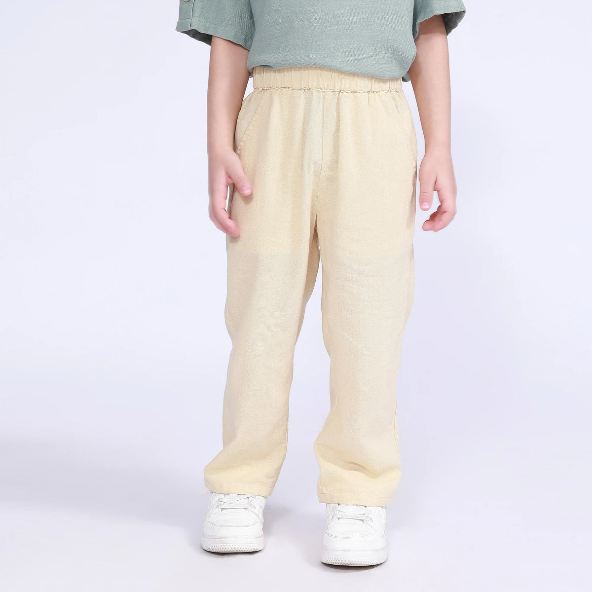 Light Beige Plain Pants for Boys Image