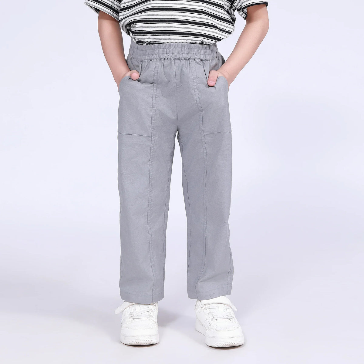 Gray Green Plain Pants for Boys Image
