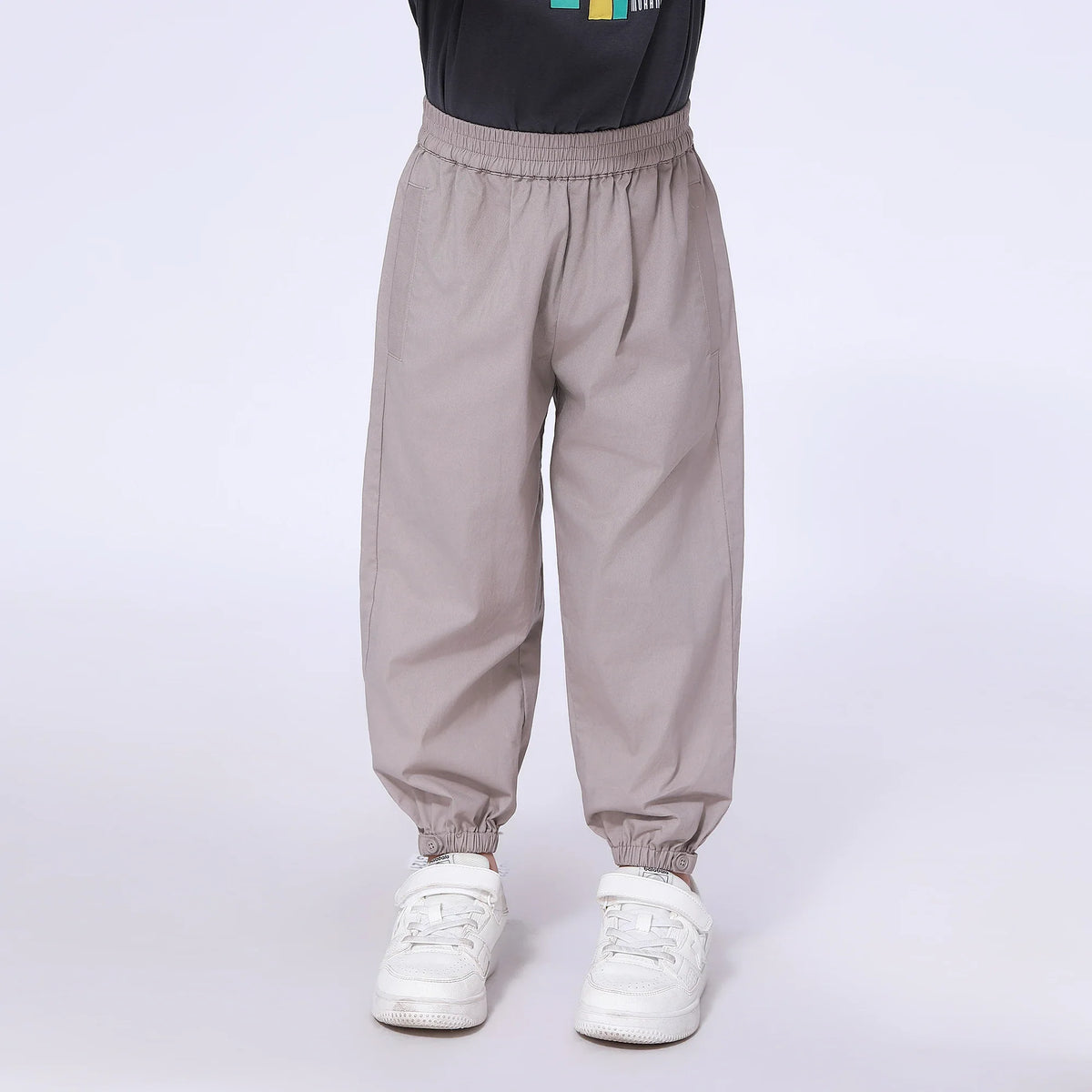 Gray Beige Plain Pants for Boys Image