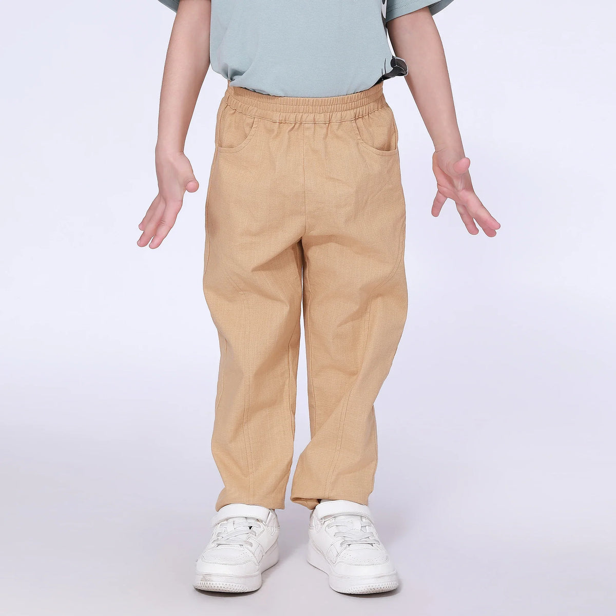 Khaki Plain Pants for Boys Image