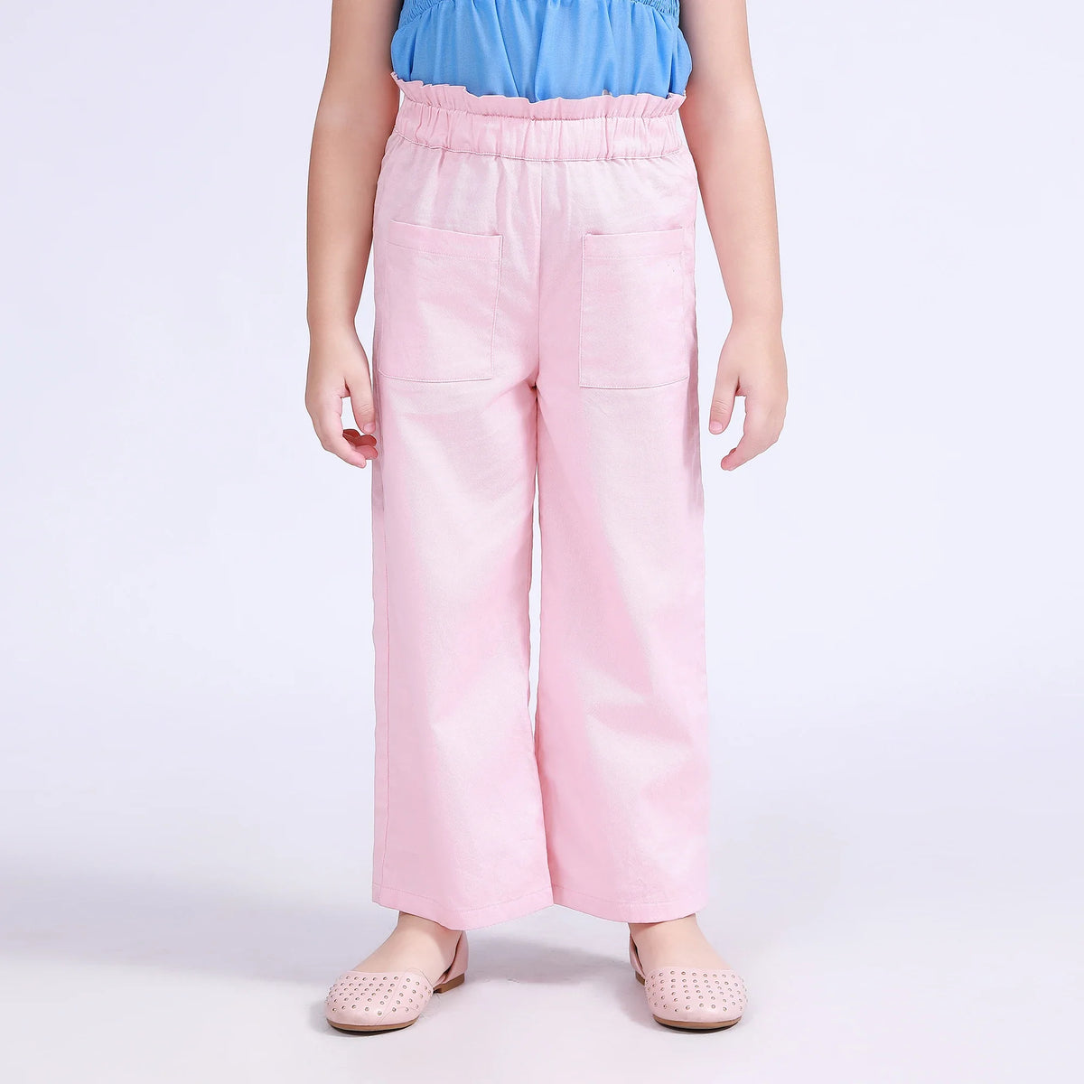 Pink Plain Pants for Girls Image