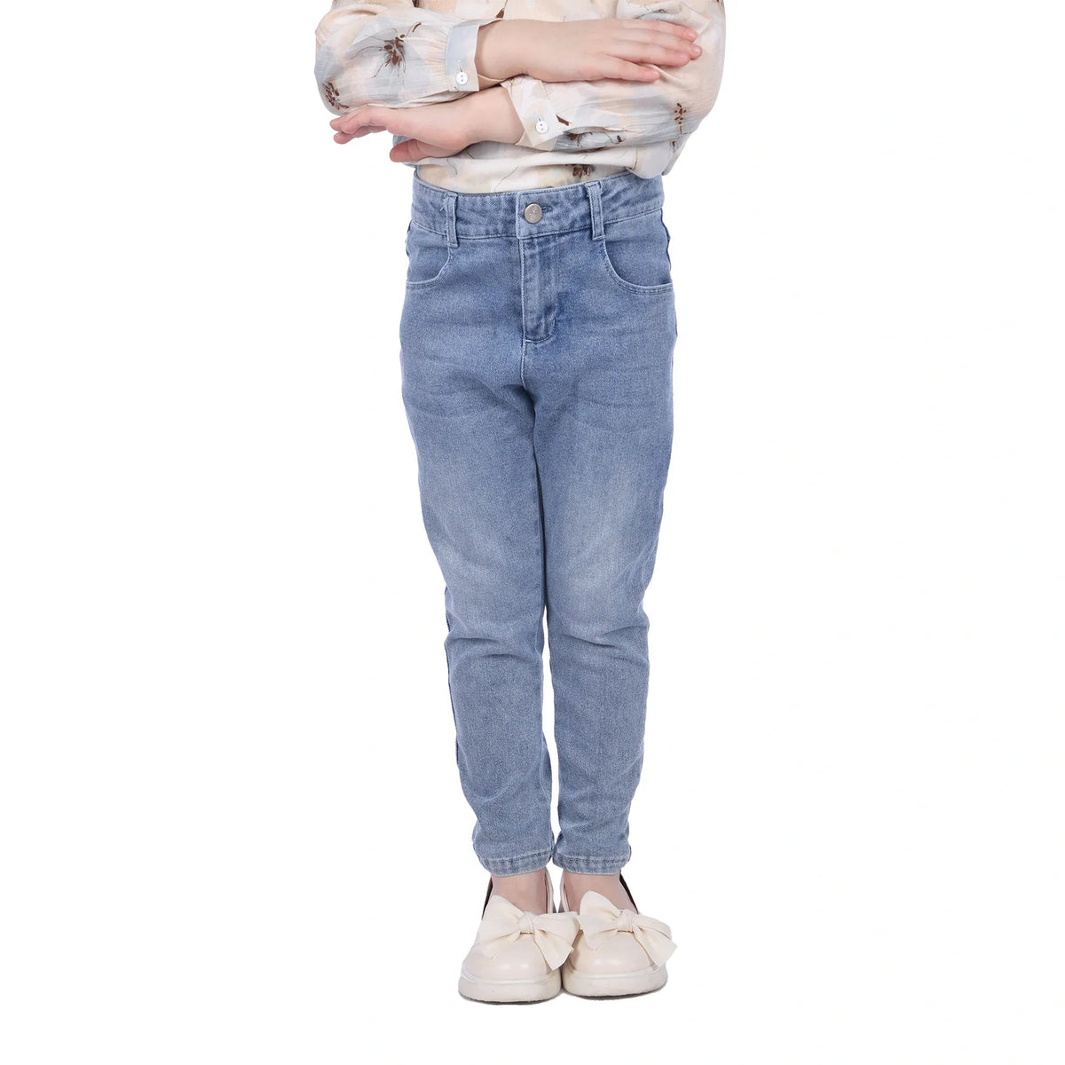 Light Jeans Blue Washed Jeans Classic Pants For Girls Image