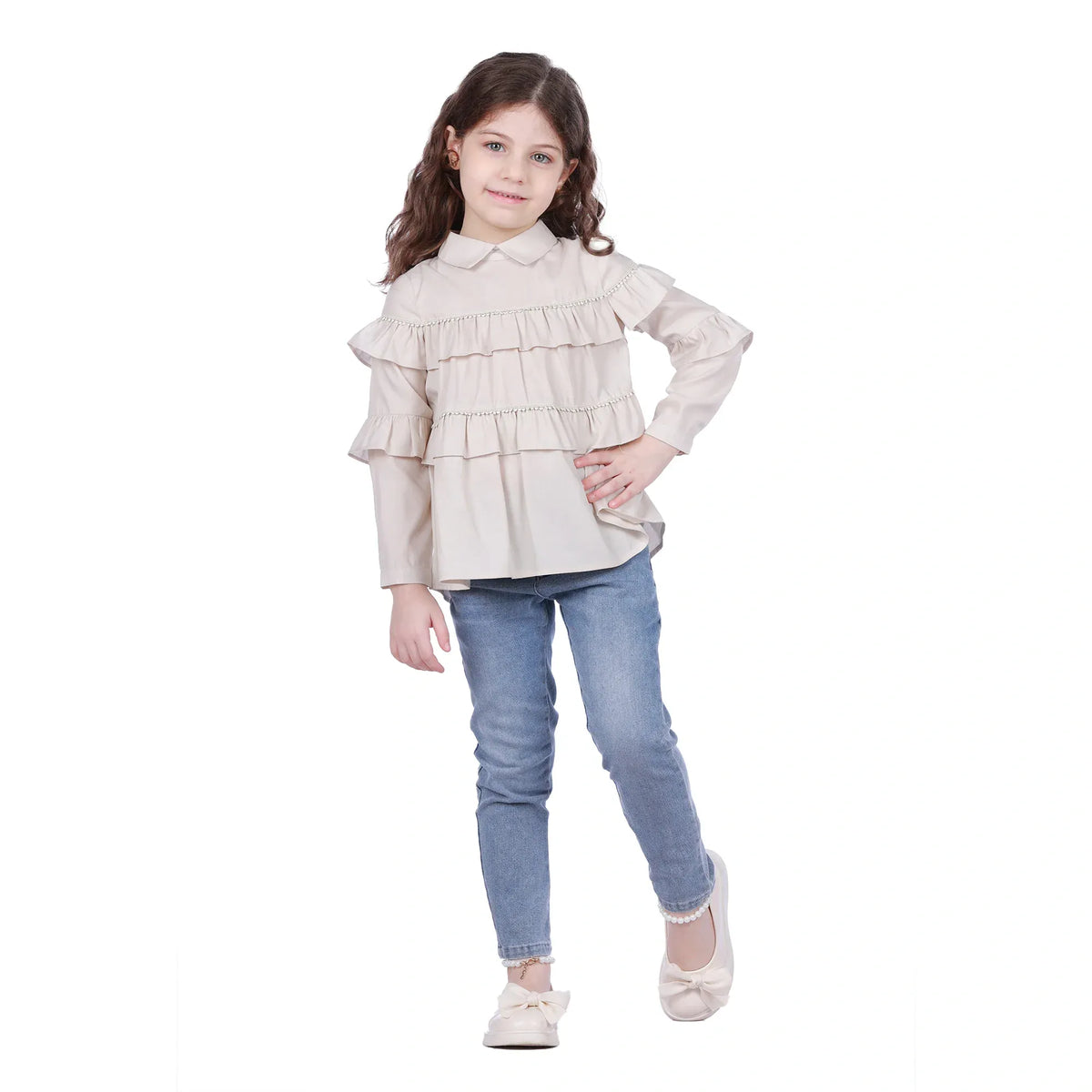 Washed Jeans Classic Pants For Girls Image