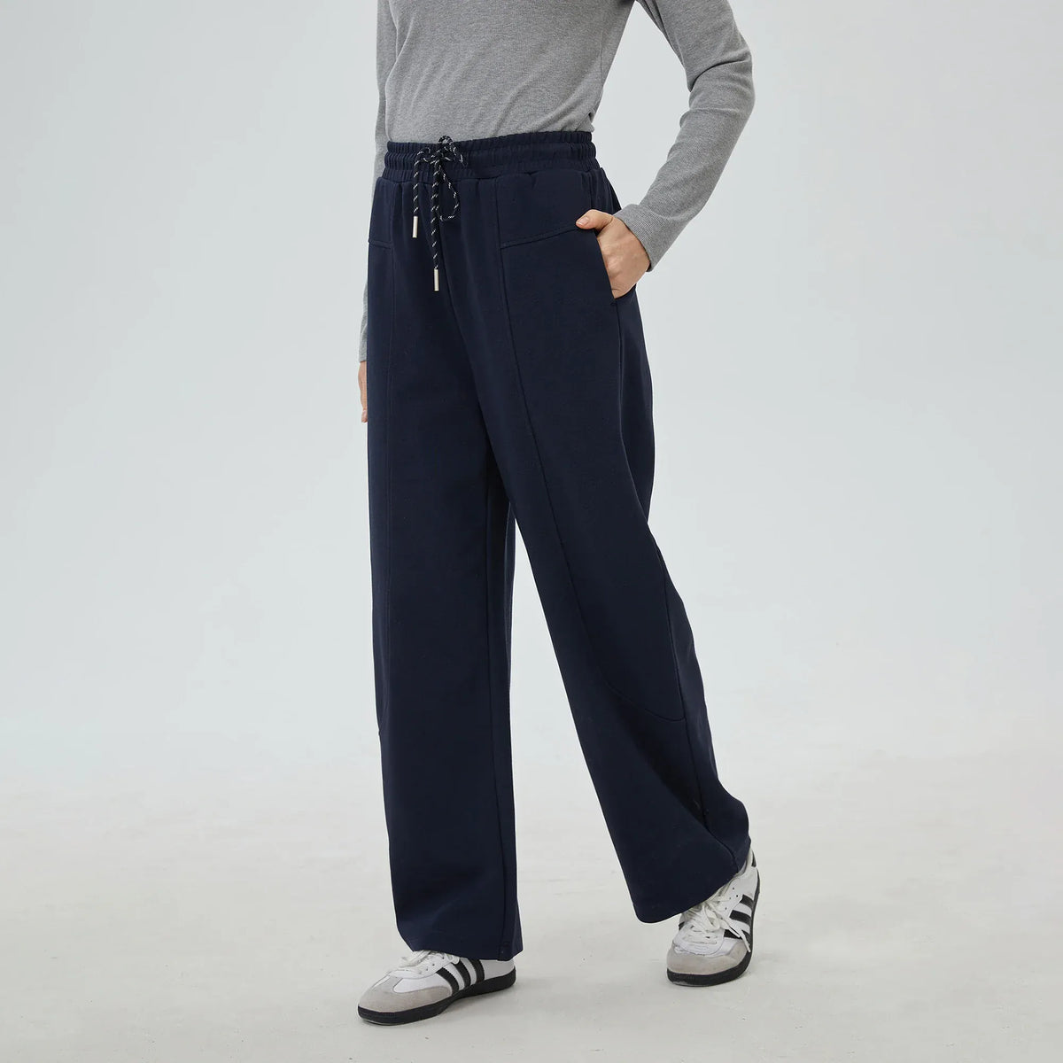 Navy Plain Pants for Women Image