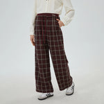 Maroon Checked Pants for Women Image