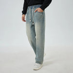 Light Jeans Blue Washed Jeans Pants for Men Image