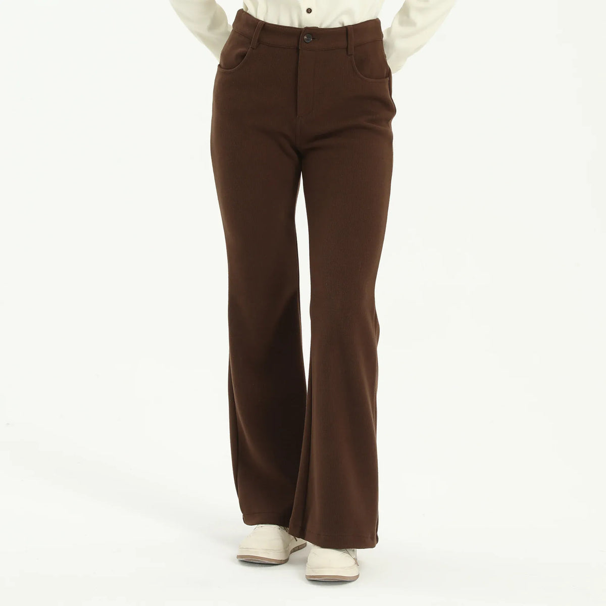 Coffee Elegant Plain Pants for Women Image